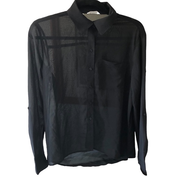 Aeropostale Black Sheer Button-down Shirt - Picture 2 of 9
